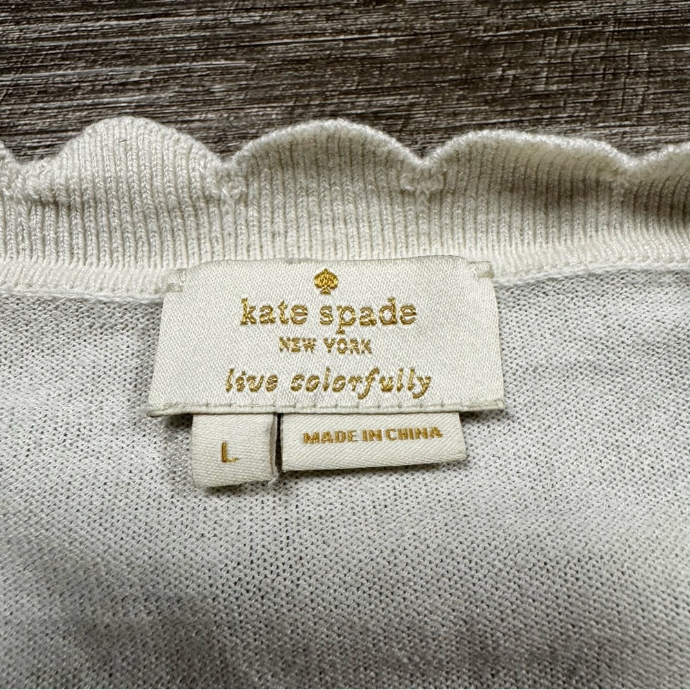 Kate Spade New York Scallop Trim Cardigan Size Large - Picture 4 of 8